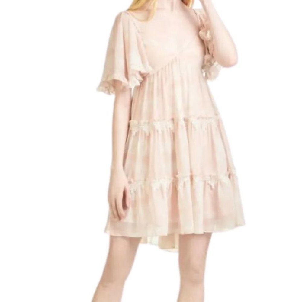 Sachin & Babi Melanie Pink Shibori Mini Dress Spring Brunch Size L NWT